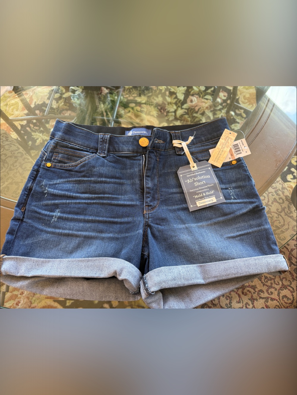 Democracy Dark Blue Rolled Cuff Denim Shorts